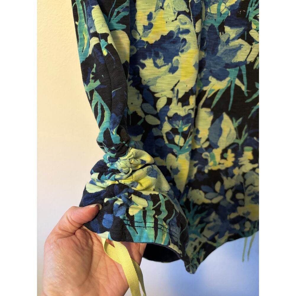 Title Nine Reversible Dress 2 In 1 Navy Blue & Floral Medium Rouched Sides New - Picture 2 of 13